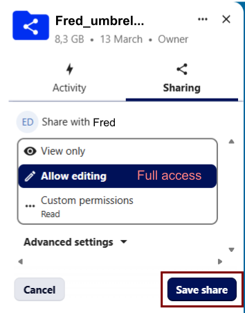save share button